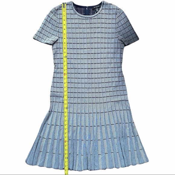 St John Geometric Ottoman Gray Stripe Knit Dress - Picture 10 of 14